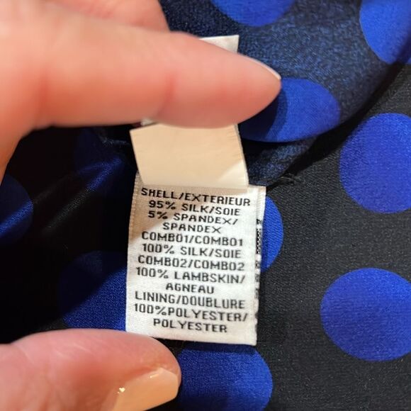 Diane Von Furstenberg Polka Dot Silk Wide Leg Jumpsuit Blue Black Sheer 14 NWT - Picture 14 of 15